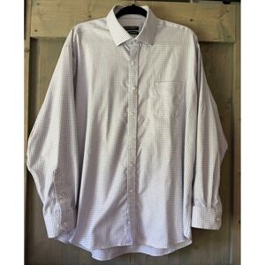 Forsyth of Canada Men's Size XL Shirt White Purple Check‎ Cotton Long Sleeve